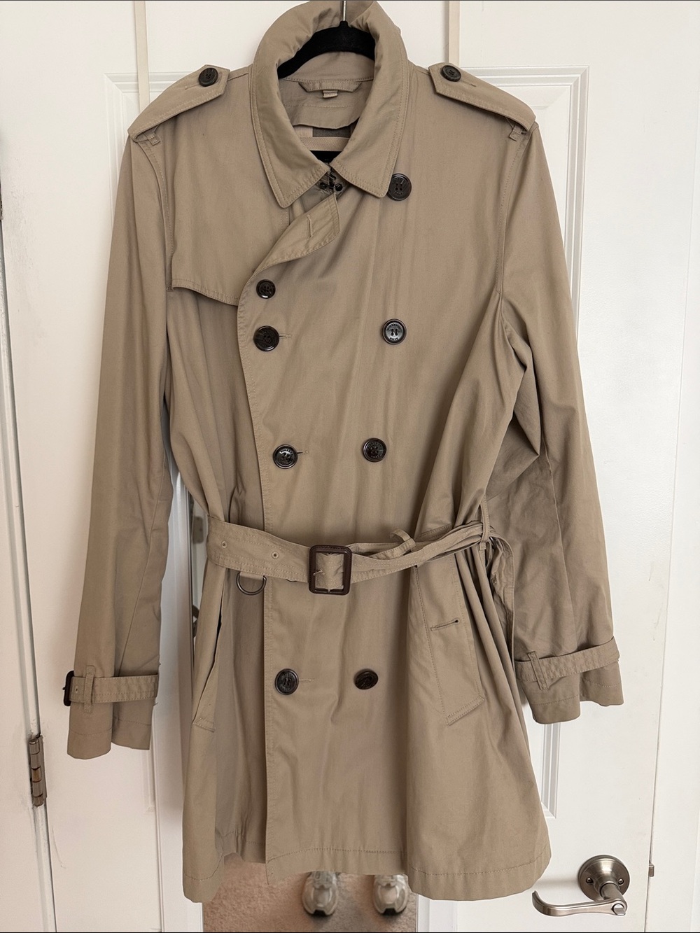 Burberry Tan Double-Breasted Trench Coat with Belt